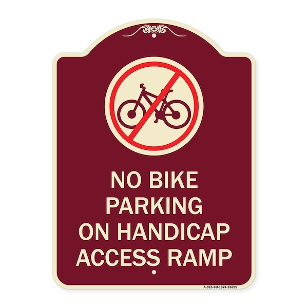 Signmission No Bike Parking on Handicap Access Ramp Heavy-Gauge Aluminum Sign, 24" x 18", BU-1824-23855 A-DES-BU-1824-23855 - main